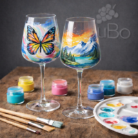 Weingläser bemalen Set – JuBo DIY Komplett Set mit 2 Rotwein Gläsern für kreative Glasmalerei