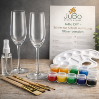 Sektgläser bemalen Set – JuBo DIY Komplett Set mit 4 Sektgläsern für kreative Glasmalerei