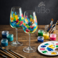 Weingläser bemalen Set – JuBo DIY Komplett Set mit 2 Weisswein Gläsern für kreative Glasmalerei