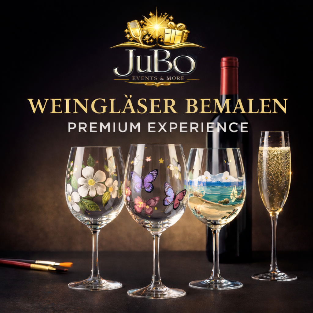 Mehr über den Artikel erfahren Weingläser bemalen Premium Experience in Köln | Kreatives Event inkl. Prosecco &. 2 Weinen im Plomari Garden Sülz by JuBo Events & more
