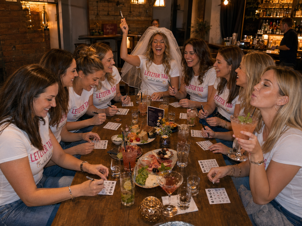 Mädels Junggesellenabschied bemi JuBo Bingo Spielen