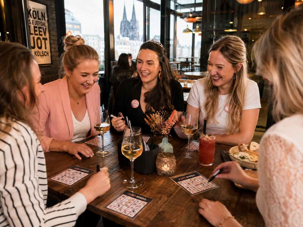 JGA Gruppe spielt gemeinsam Bingo in Köln